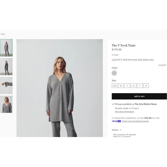 The Regular Program The‎ V-Neck Tunic Top Small Cozy Loungewear Old Money - Picture 2 of 6